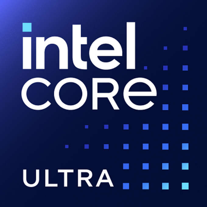 Intel Core Ultra logo on a square background