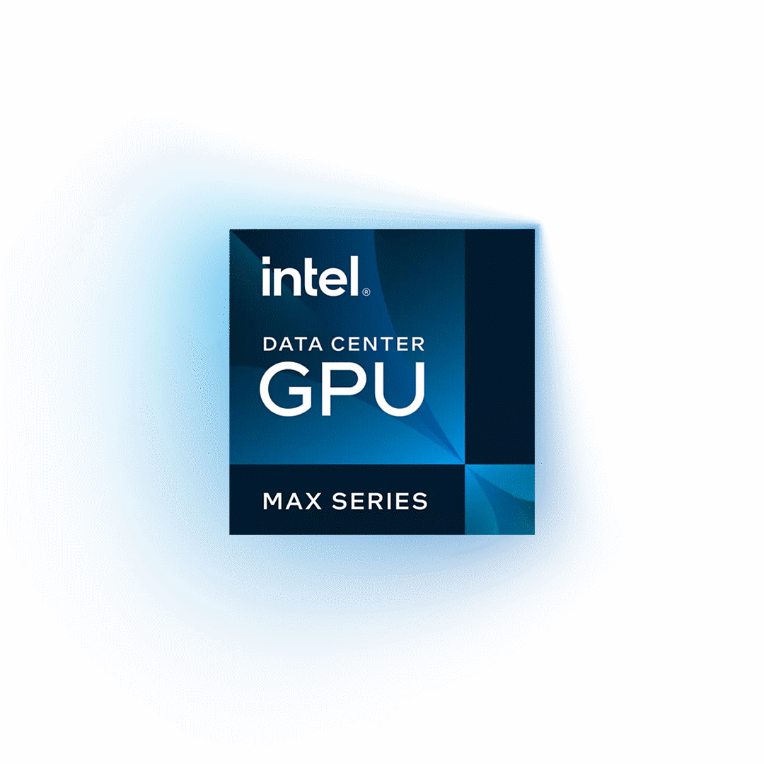 Intel Data Center GPU Max series logo with glowing background