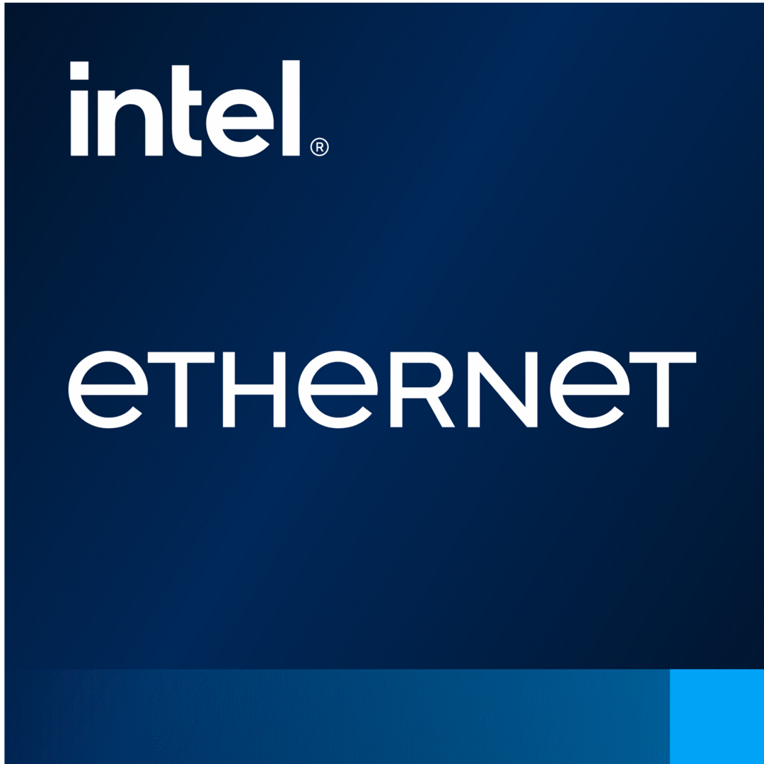 Dark blue Intel Ethernet product badge