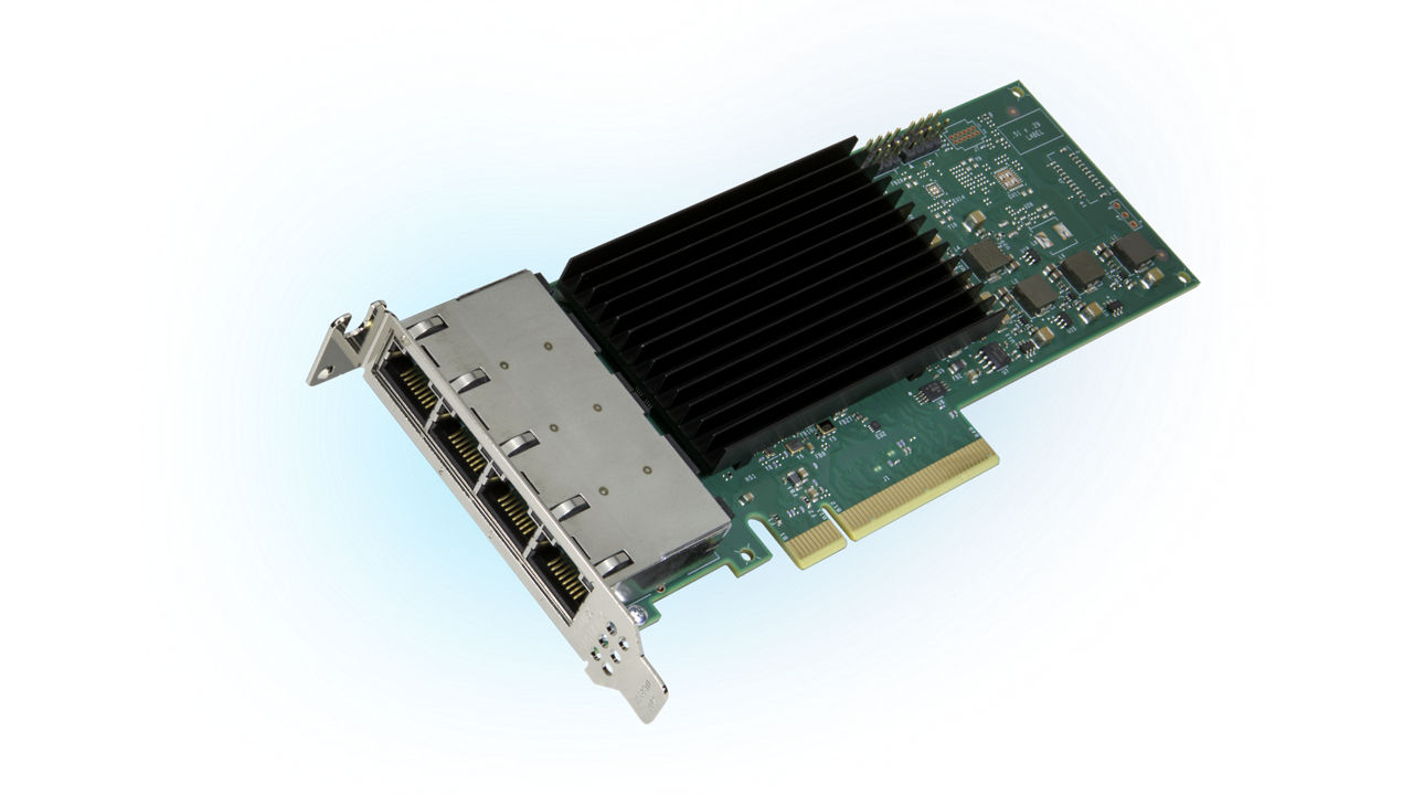 Intel Ethernet card E610 network adapter on a dark background