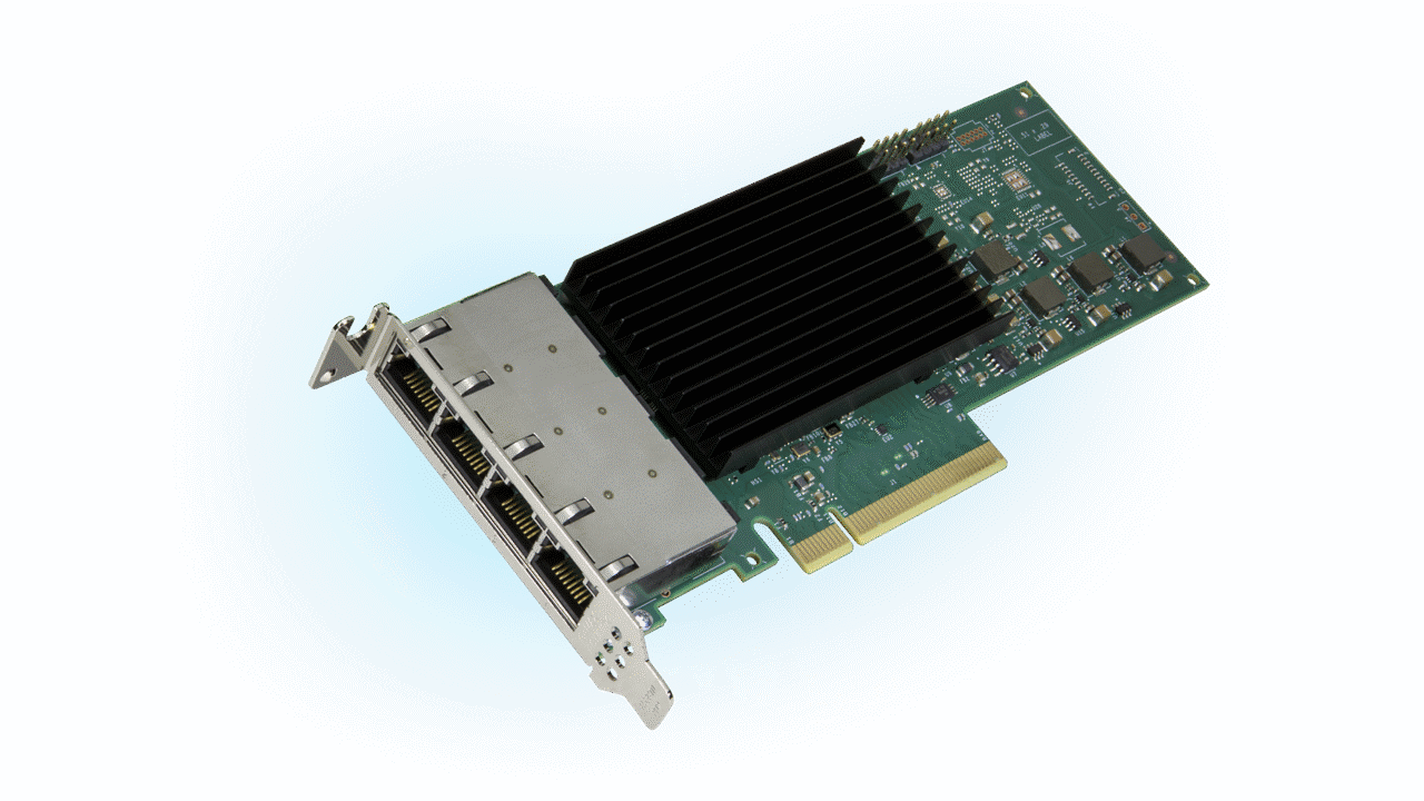 Intel Ethernet card E610 network adapter on a dark background
