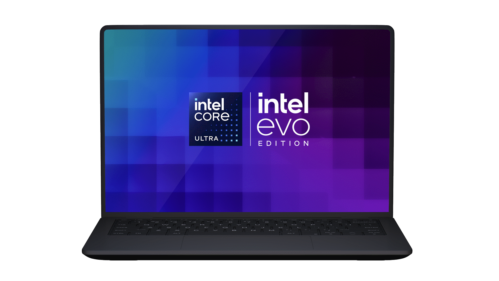 Laptop with Intel evo on screen.