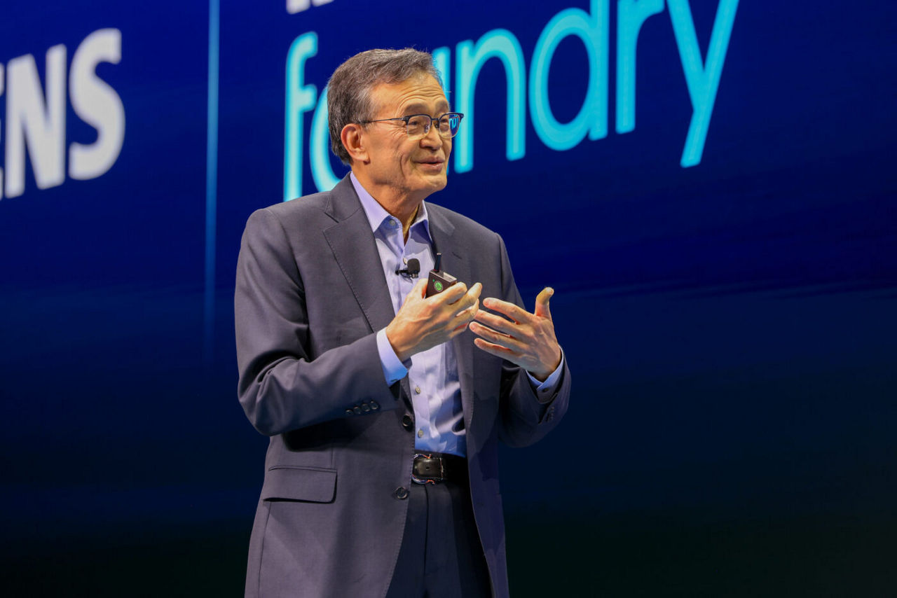 Lip-Bu Tan, Intel CEO, speaks in a keynote presentation at Intel Foundry Direct Connect on Tuesday, April 29, 2025, in San Jose, Calif. The event brought together more than 1,000 customers and ecosystem partners to hear Intel Foundry leaders describe the company’s process technology roadmap, advanced packaging momentum and ecosystem partnerships. (Credit: Intel Corporation)