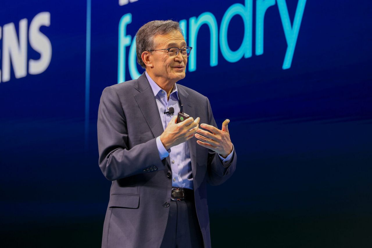 Lip-Bu Tan, Intel CEO, speaks in a keynote presentation at Intel