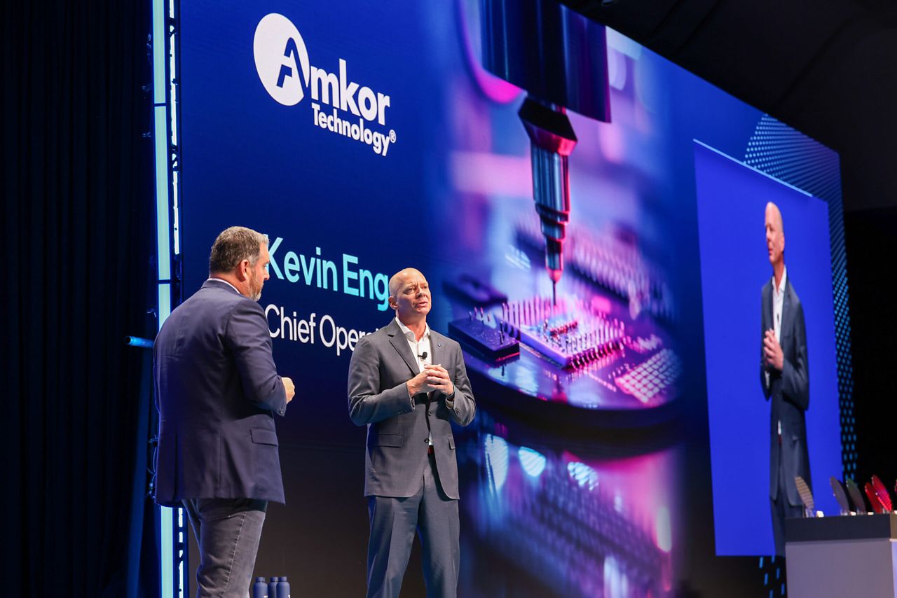 Kevin O’Buckley and Kevin Engel speak during a keynote at Intel Foundry Direct Connect.