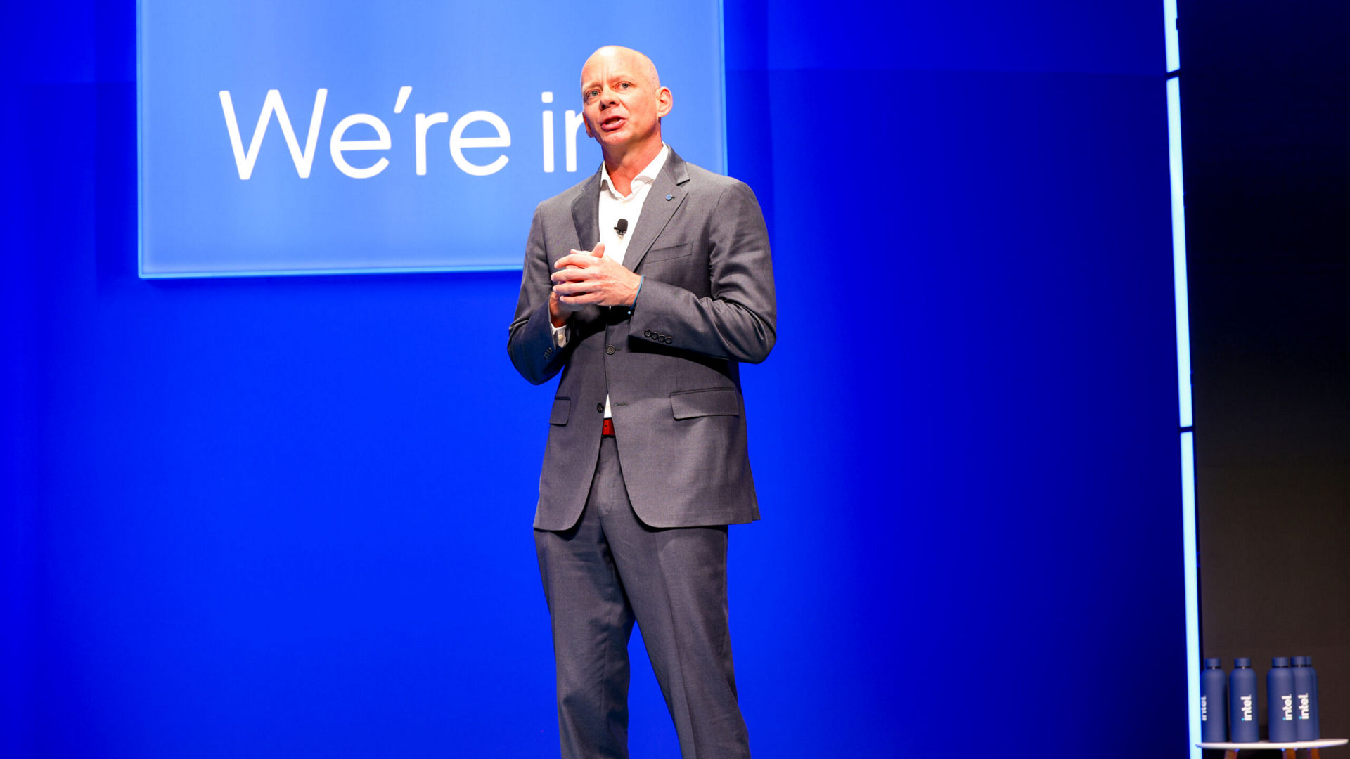 Kevin Engel, COO of Amkor, speaks at the Intel Foundry Direct Connect keynote.