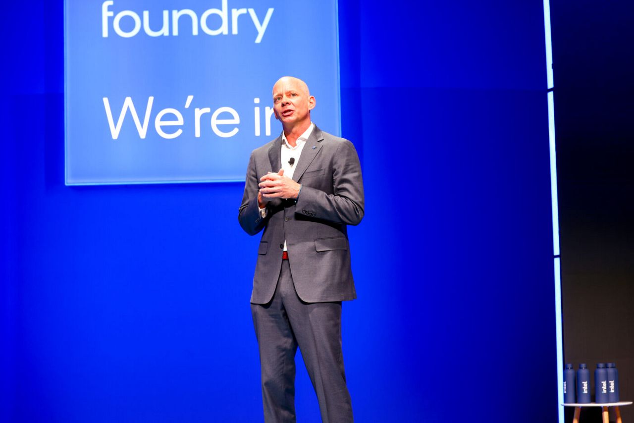 Kevin Engel, chief operating officer of Amkor, speaks during a k