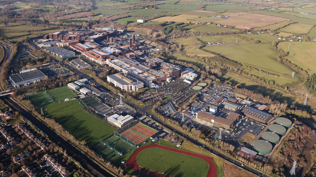 Aerial view of Intel Ireland campus and surrounding fields