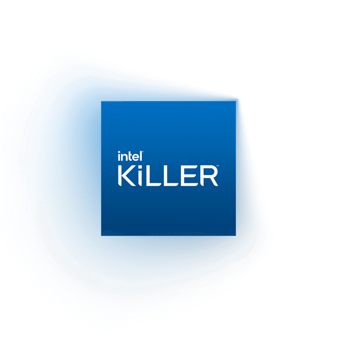 Intel Killer Wi-Fi logo with glowing background