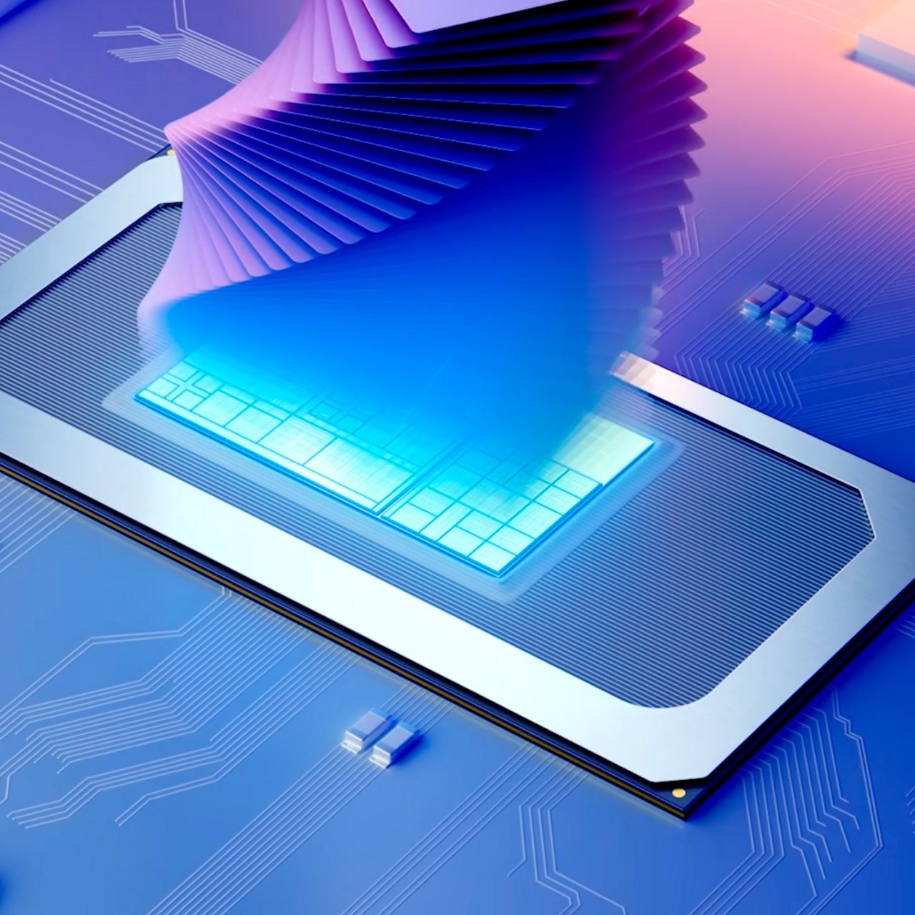 Image of graphics emerging from a screen.