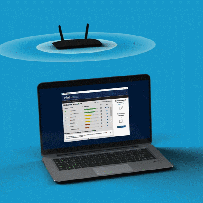 Wi-Fi unit with antennae with laptop