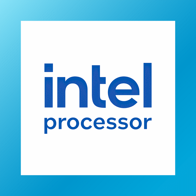 Intel processor logo on a square background