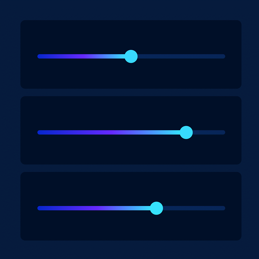 Sliders used to adjust system performance settings