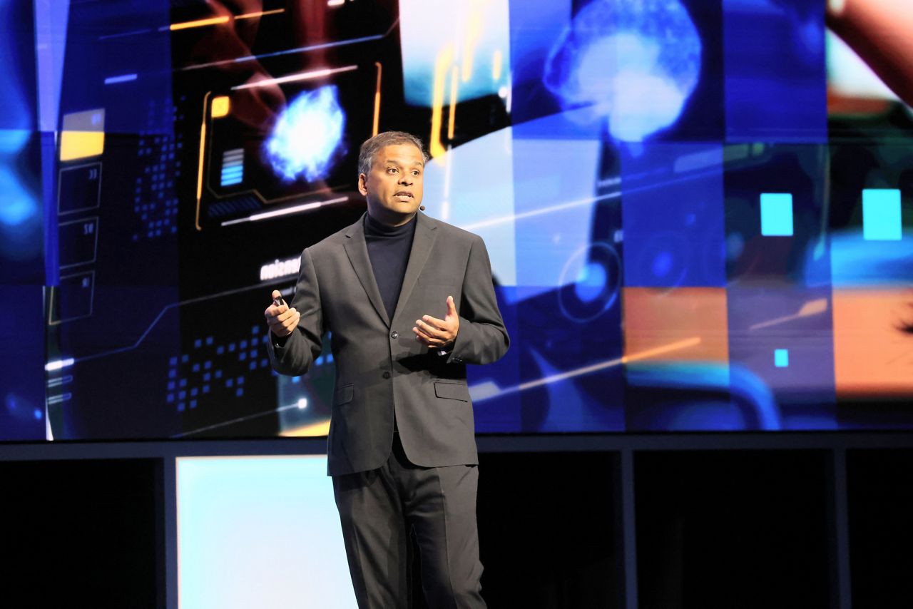 Sachin Katti speaks onstage during the Intel Vision 2025 products update in Las Vegas.