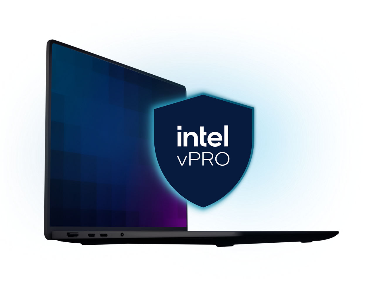 Laptop with an Intel vPro shield icon