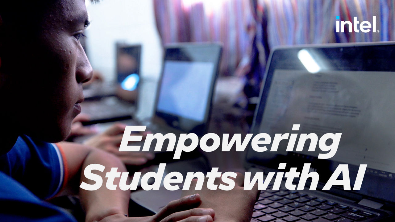 Esperanza Juvenil students in Guatemala City use an offline large language model tutor chatbot installed on Intel Core Ultra-powered AI PCs. The AI tutor helps them improve their Spanish, learn English and math, and ask educational questions, while helping their teachers create lesson plans. Intel and World Wide Technology, which developed the LLM, partnered on the solution to affordably bring the open source large language model to schools in remote areas. (Credit: World Wide Technology)