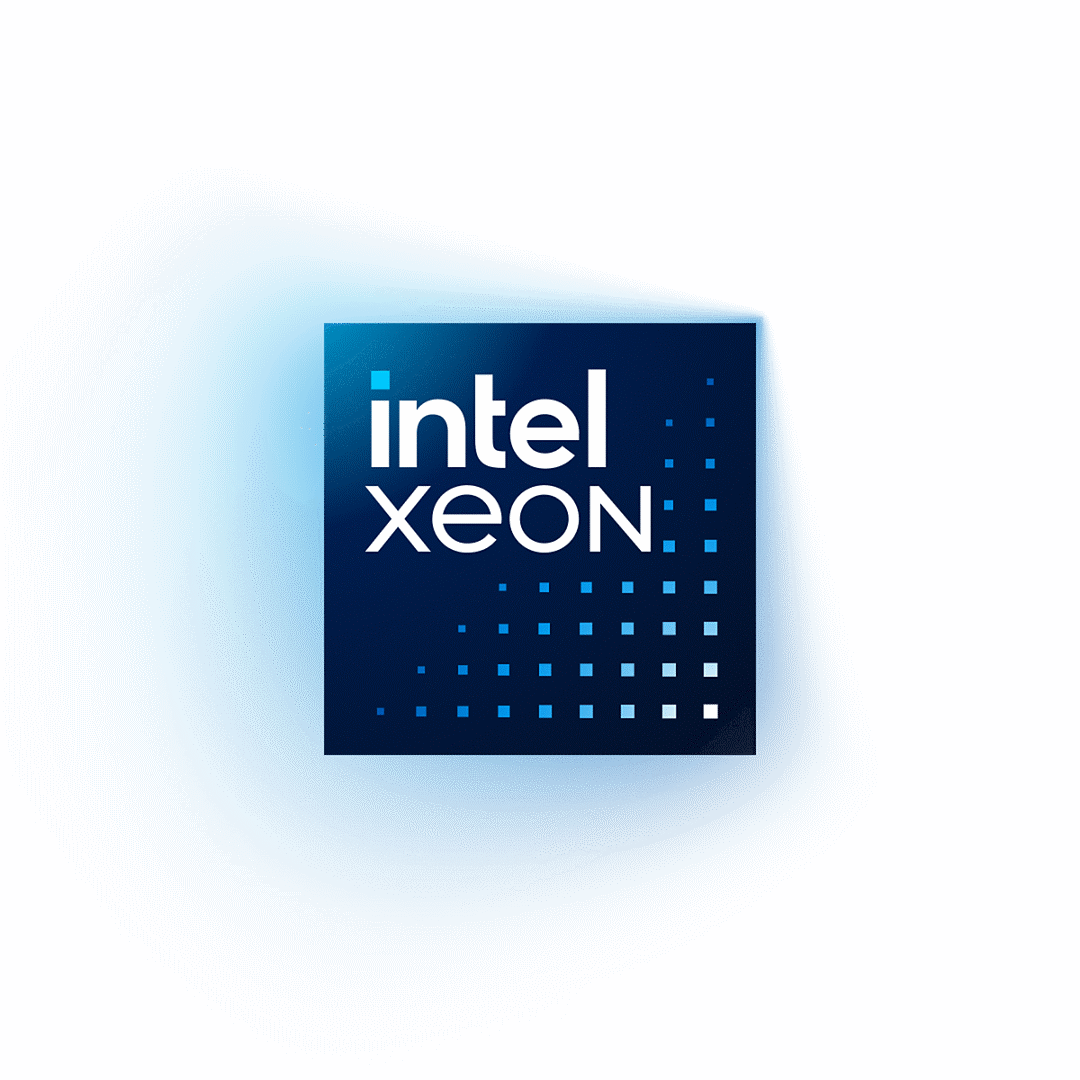 Intel Xeon logo with glowing background