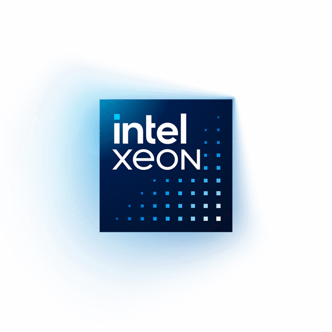 Intel Xeon logo with glowing background