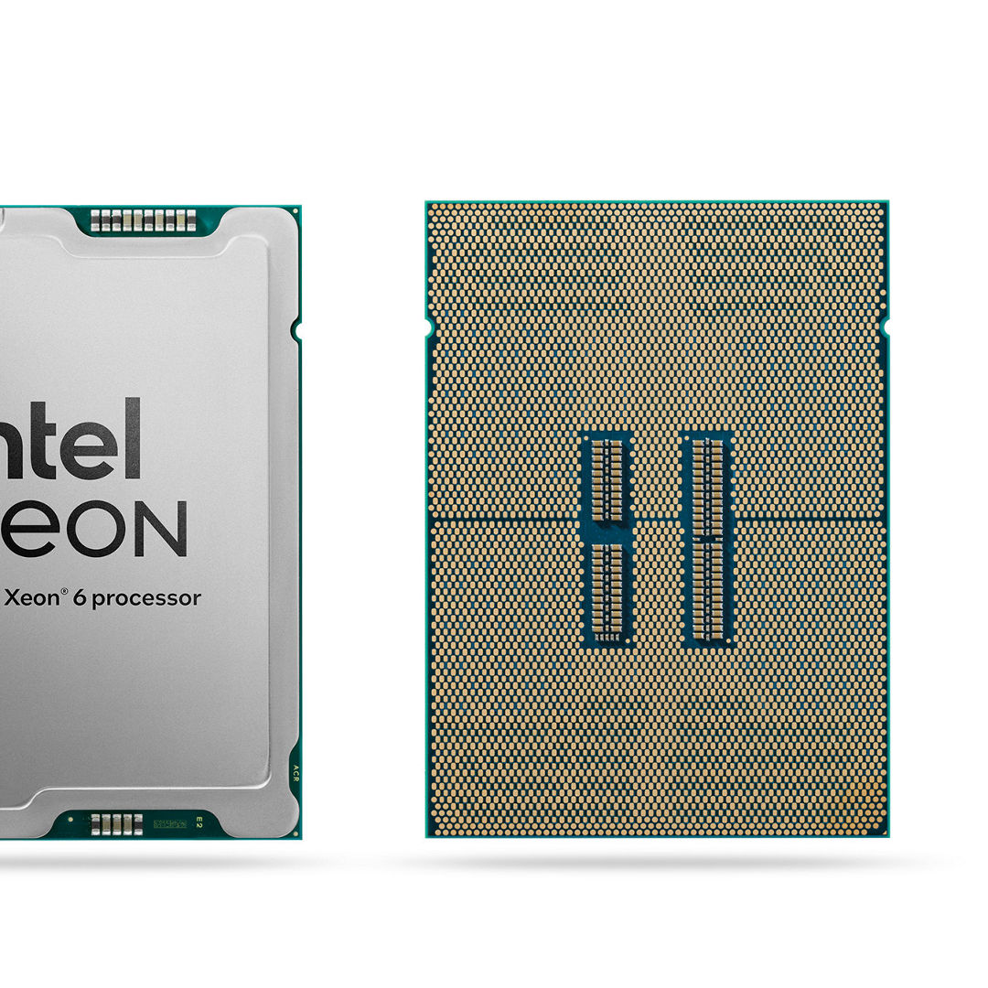 Intel Xeon 6 processors deliver exceptional performance for the widest range of workloads and are engineered for efficiency and low total cost of ownership. On Feb. 24, 2025, Intel launched the Intel Xeon 6700P and 6500P series P-core processors with more cores, double the memory bandwidth and AI acceleration in every core. A photo shows the front and back of the Intel Xeon 6 6700P series processor. (Credit: Intel Corporation)