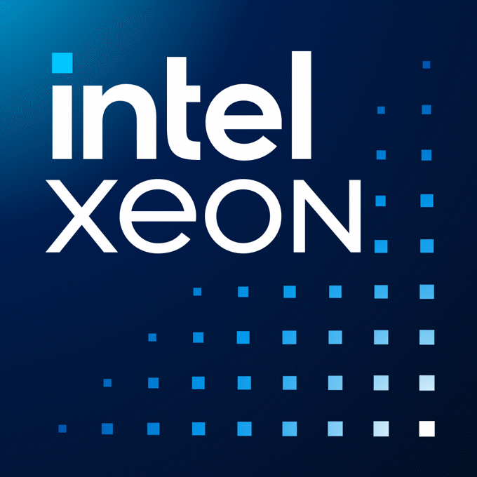 Intel Xeon logo on a square background