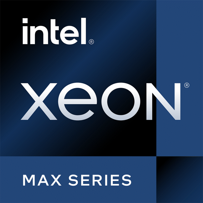 Intel Xeon Max series logo on a square background