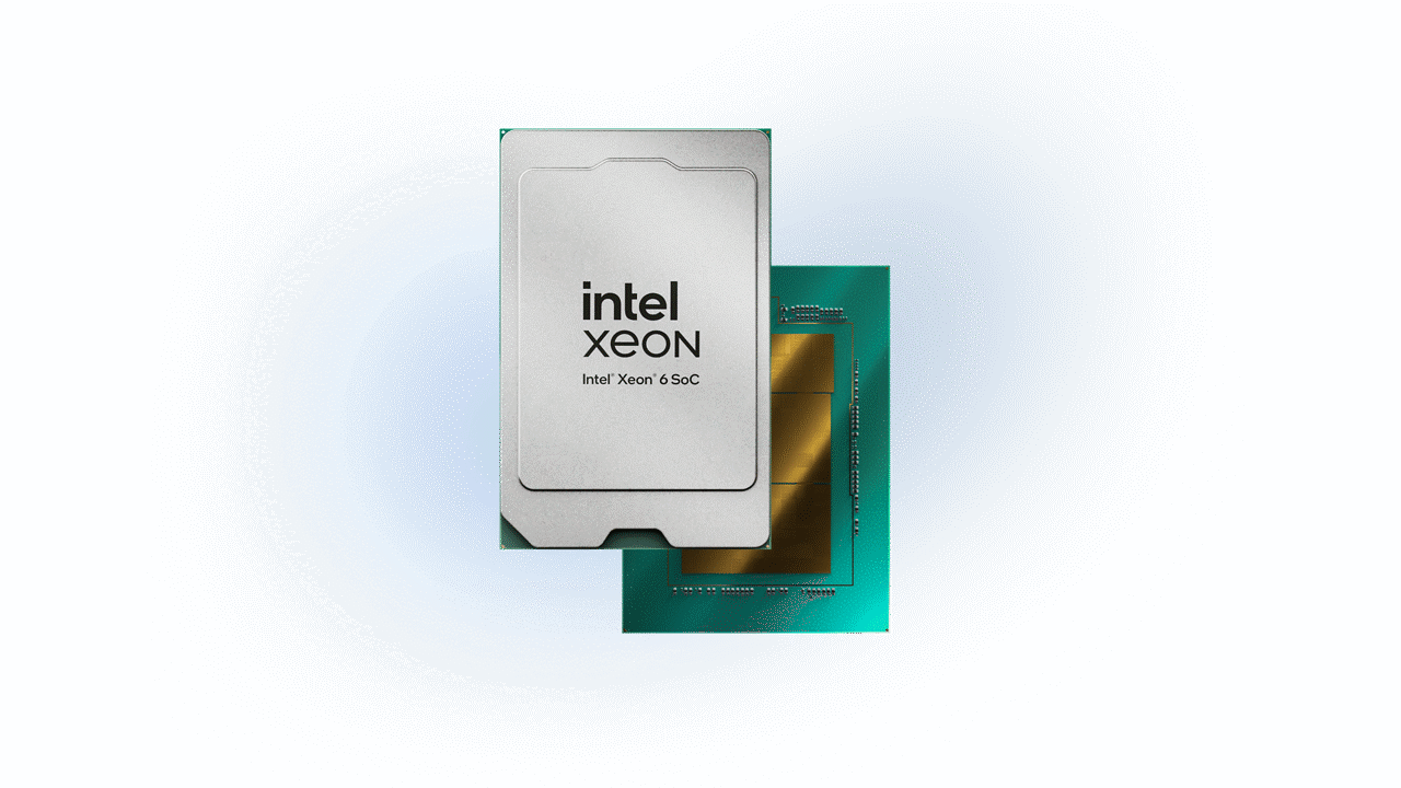 Intel Xeon 6 SoC processor with chip die behind