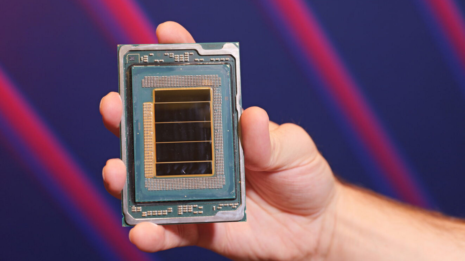 An Intel Xeon 6+ processor (code-named Clearwater Forest) built on Intel 18A process technology shown during the September 2025 Intel Technology Tour in Chandler, Arizona.