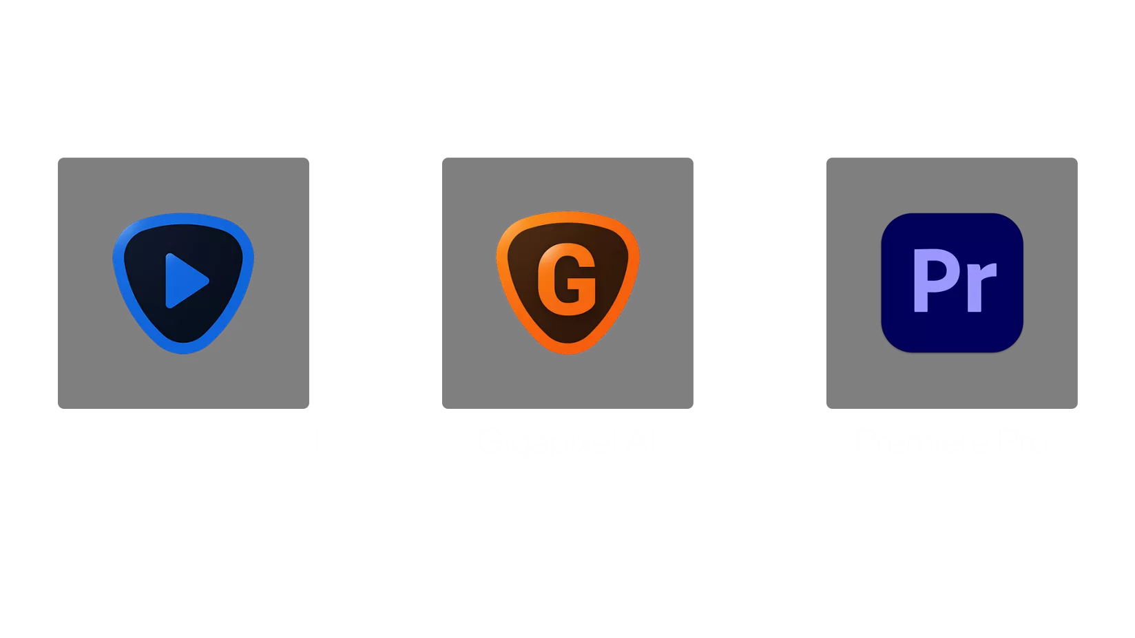 Video Enhanced Künstliche Intelligenz, Gigapixel Künstliche Intelligenz, Premier Pro Logos