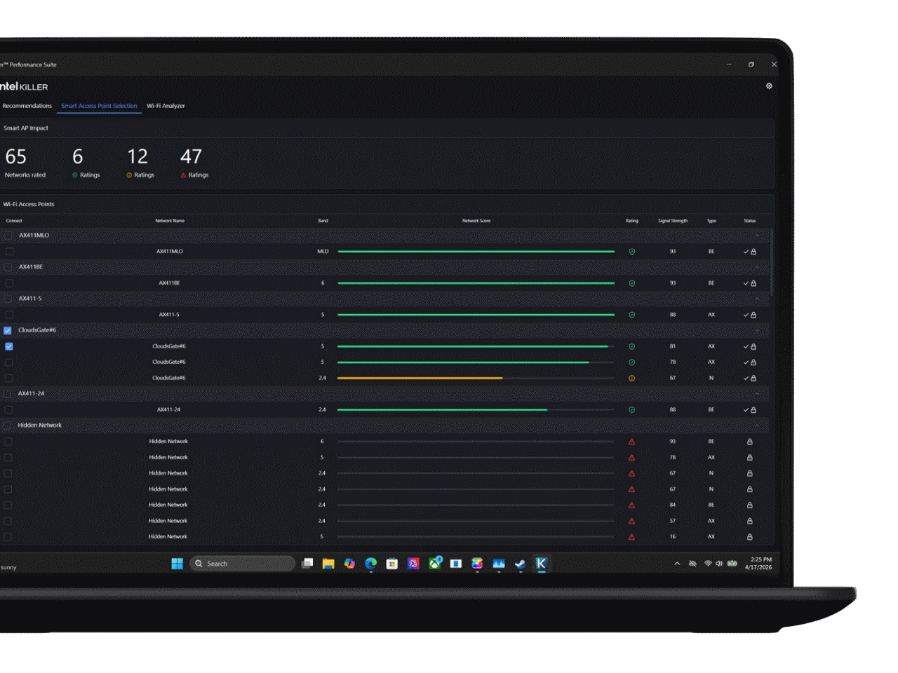Intel Killer Intelligence Engine laptop interface