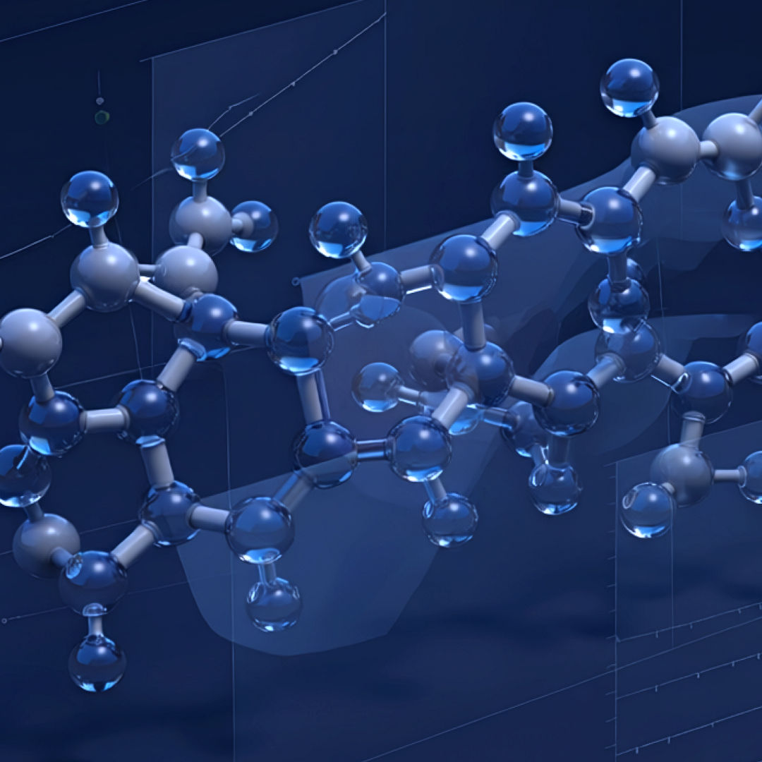 3D molecular structure representing ray tracing technology