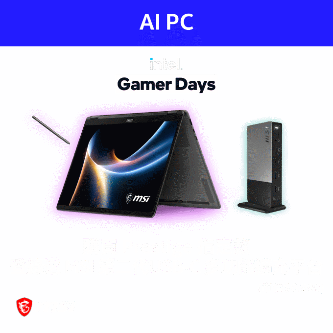 MSI retailer promotional graphic (Version 3) for Intel Gamer Days retailer marketing campaign.