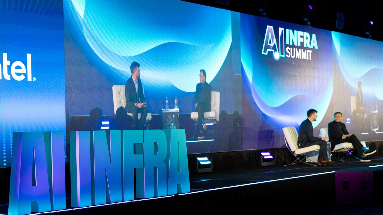 Lip-Bu Tan, Intel CEO, onstage with moderator Ed Nelson, Co-Founder and Strategy Director, Kisaco Research, during their fireside chat the AI Infra Summit at the Santa Clara Convention Center.