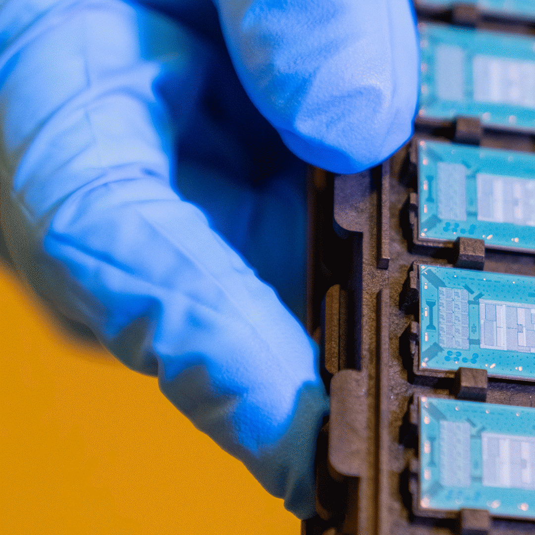 A photo shows glass substrate test units at Intel's Assembly and Test Technology Development factories in Chandler, Arizona, in July 2023. Intel’s advanced packaging technologies come to life at the company's Assembly and Test Technology Development factories. (Credit: Intel Corporation)