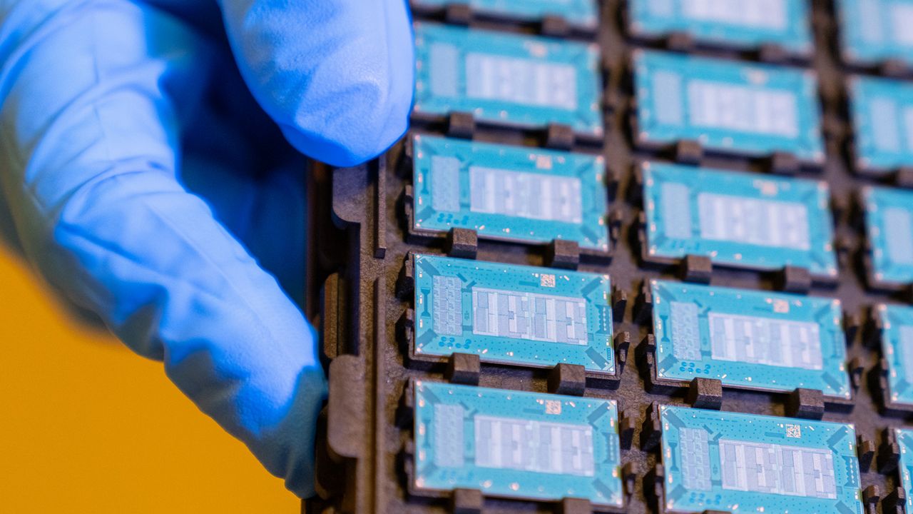 Glass substrate test units at Intel's Assembly and Test Technology Development factories in Chandler, Arizona.