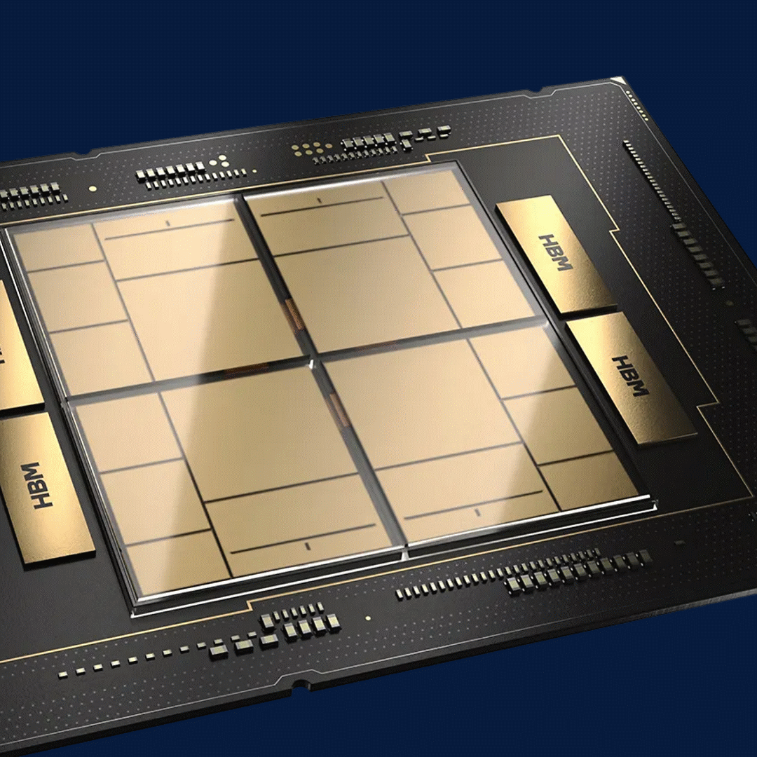 Chip with multiple tiles and HBM memory