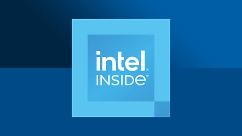 Intel Inside® badge on multitone blue background