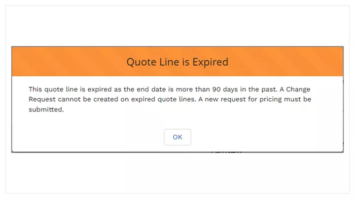 Quote Line is Expired