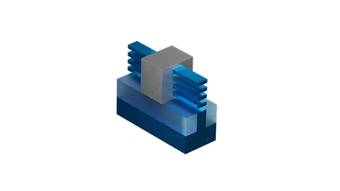 A rendering of RibbonFET gate-all-around transistor technology
