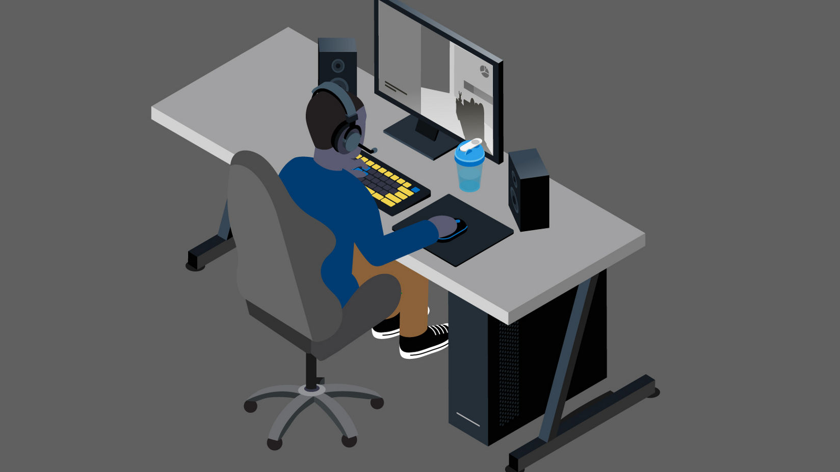 A professional esports player practicing for a tournament