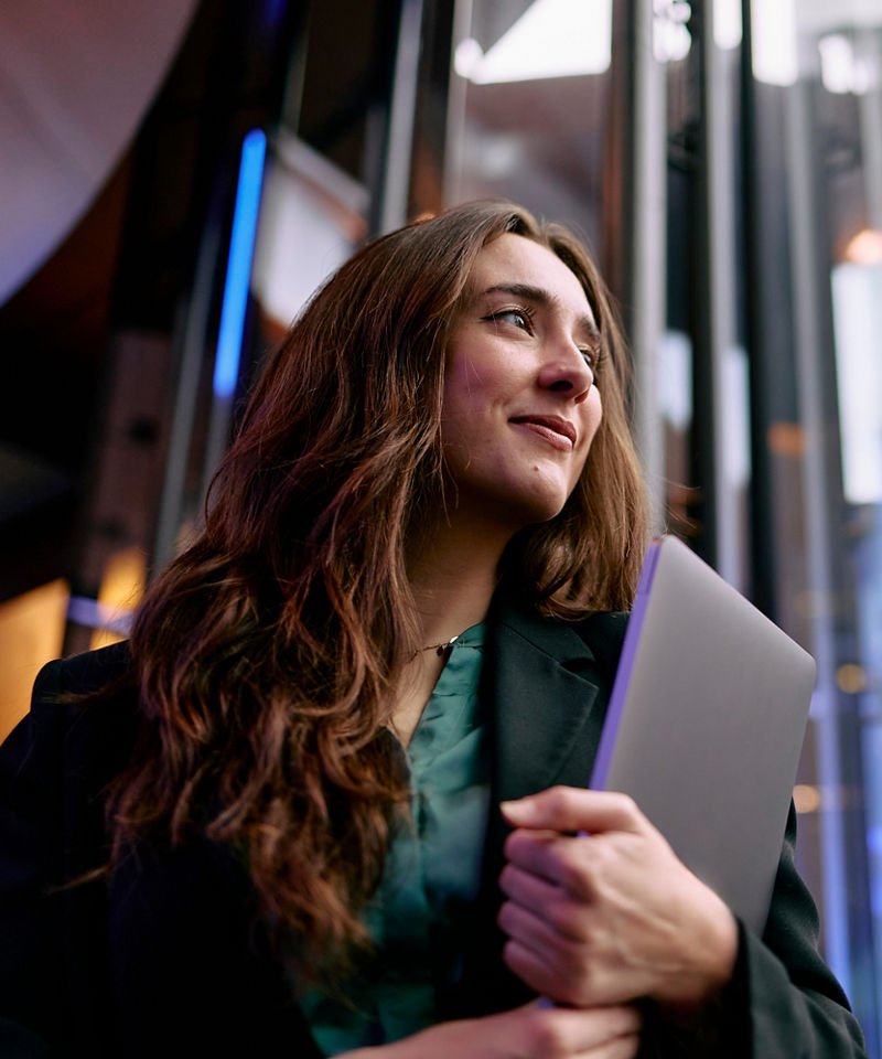 Worker on the go with a laptop.