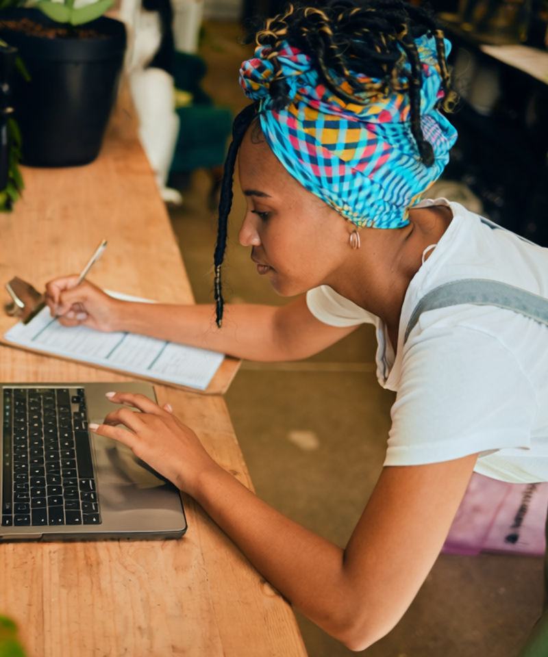 Intel Core Series 3 Women Working on Laptop