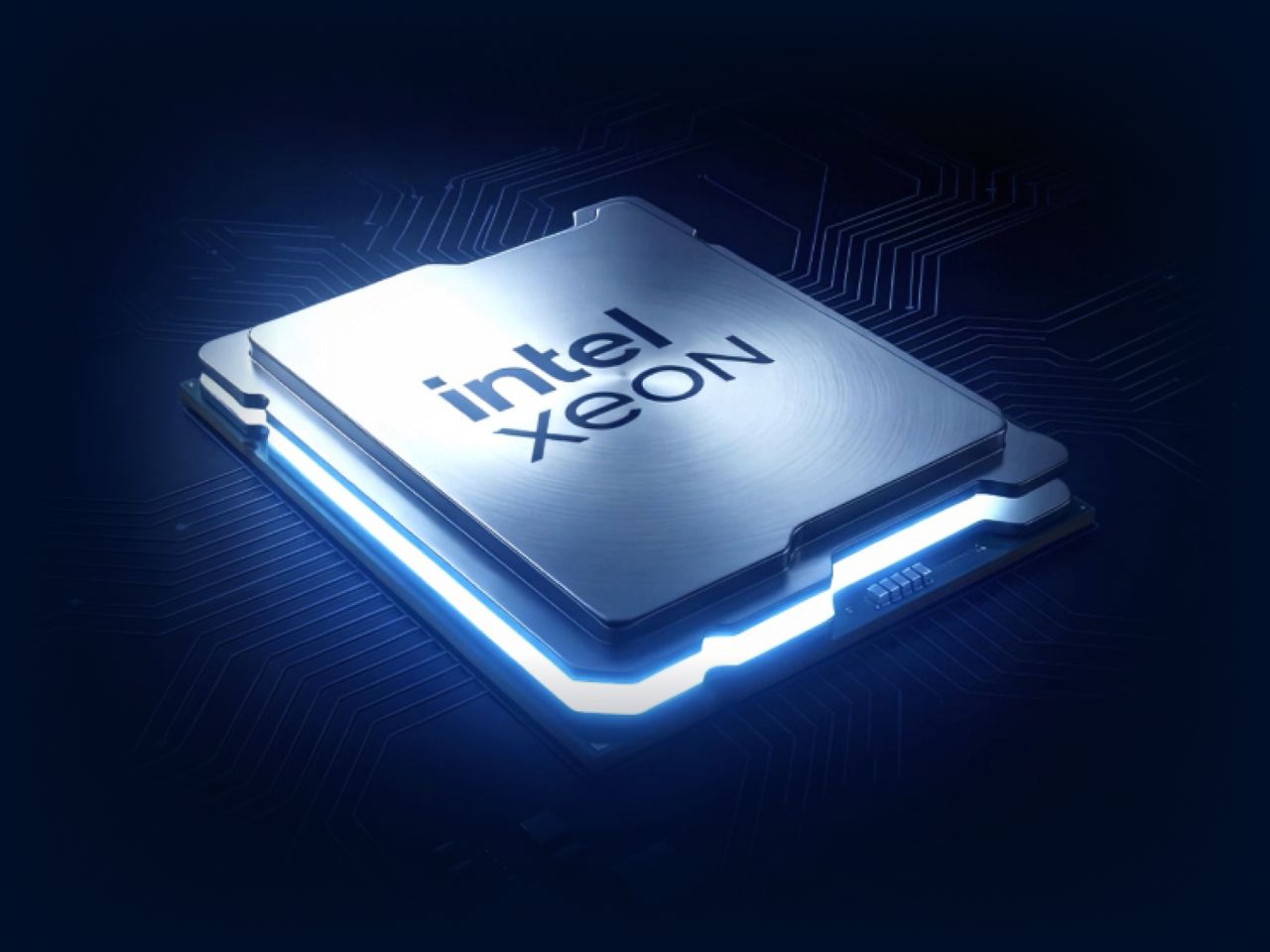 Intel Xeon processor chip on a circuit board.