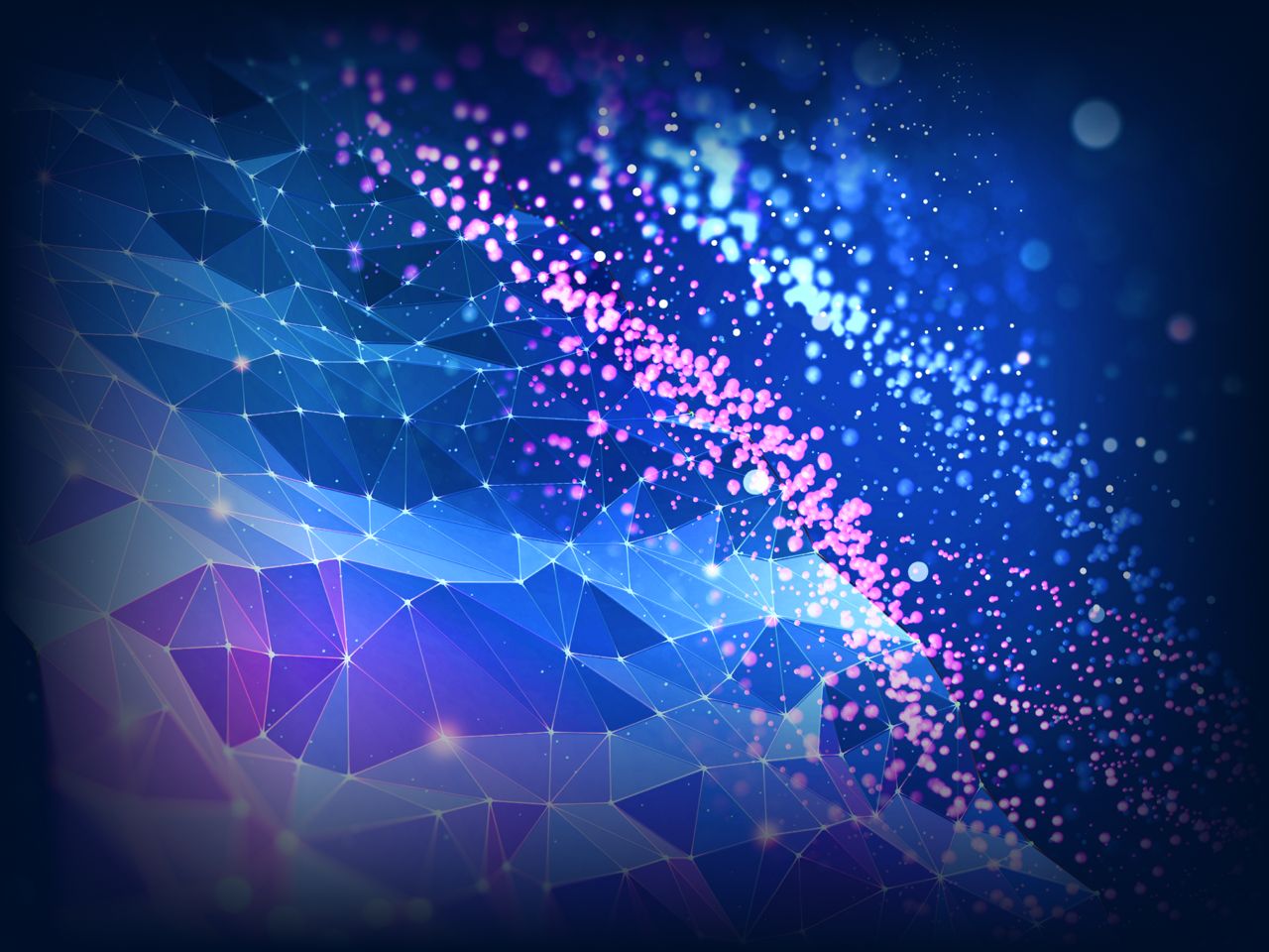 Interconnected lines and geometric shapes forming a network pattern.