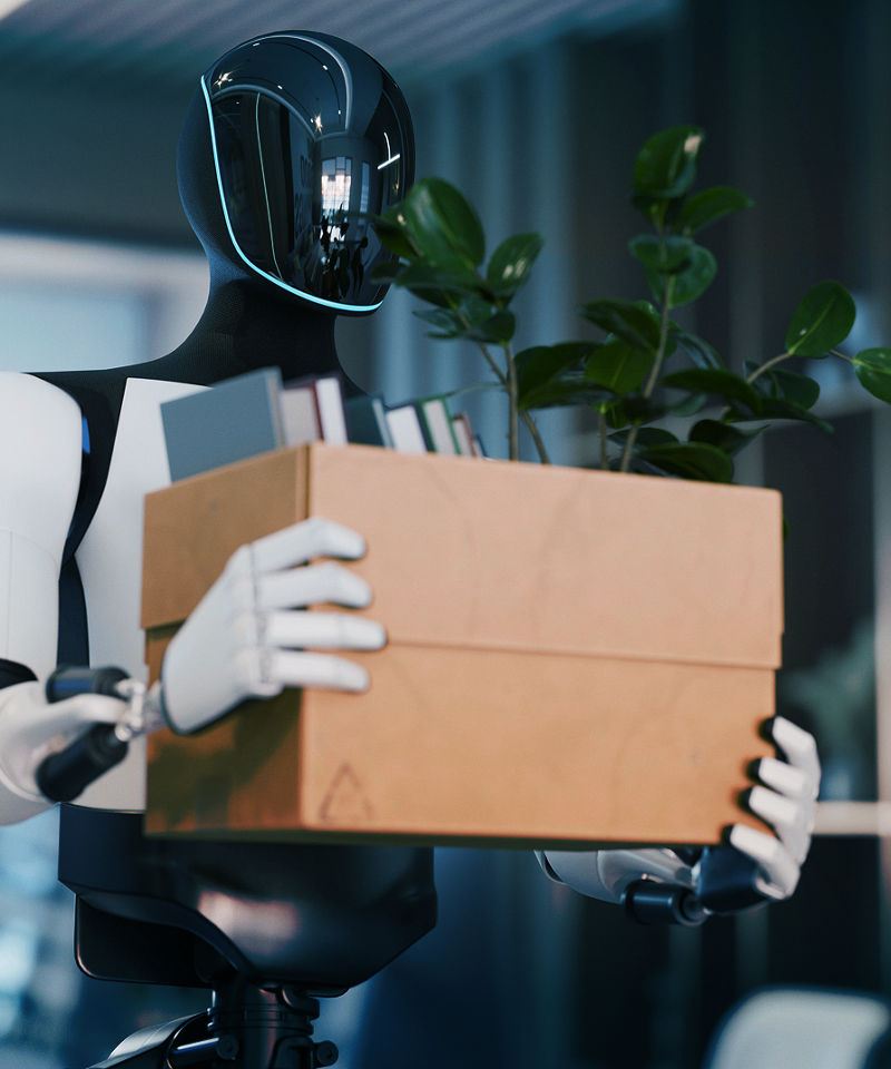 Um robô humanoide carregando uma caixa.