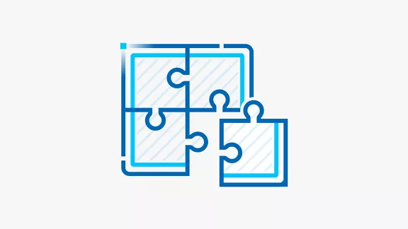 Un ícono de un rompecabezas de cuatro piezas con la pieza inferior derecha aún no colocada