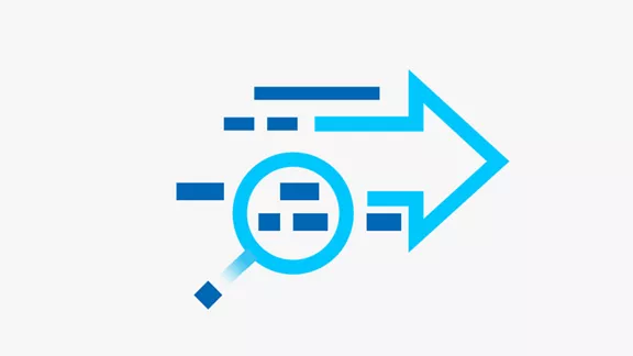 오른쪽을 가리키는 화살표 아이콘으로, 그 뒤에 몇 개의 자산이 강조 표시된 자산 배열이 있습니다.